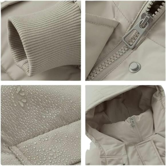 Long Puffer Jacket for Women, Khaki - Picture 6 of 6